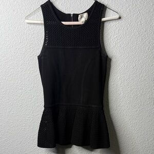 Milly Black Textured Peplum Top (luxury brand)